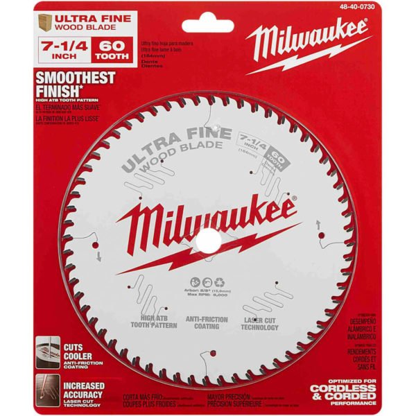 Disco De Corte Acabado Ultra Fino 7-1/4'' 60d Milwaukee