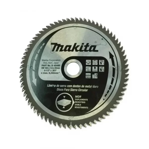 Disco de Corte para Sierra Circular (Madera) 6-1/2" 72D B-40490 Makita