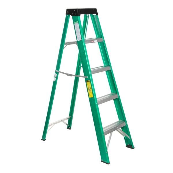 Escalera Tijera Fibra Vidrio 5 Peldaños Altura 1.52Mt Resistencia 102Kg
