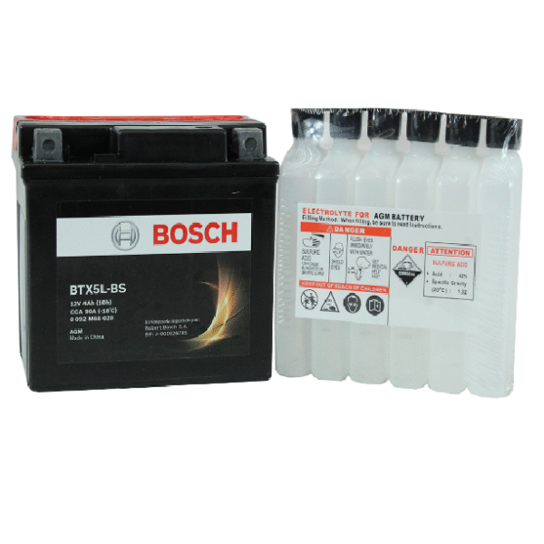 Bateria de Moto AGM 4Ah M6 12V 90CCA BTX5L Bosch