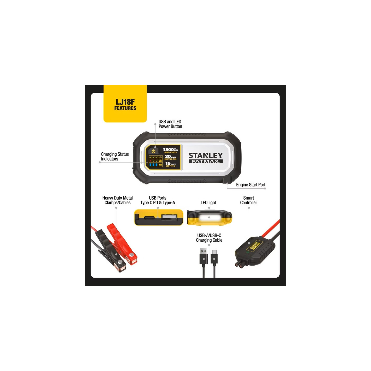 arrancador-de-bateria-stanley-fatmax-1800-amp (8) Partidor de Batería 12V 1800amp Fatmax Stanley - Imagen 12