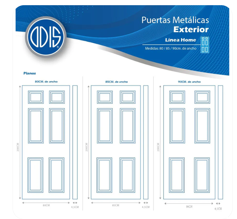 PRS0000001-A-5 Puerta Residencial Metálica Home Blanco 85 X 200 Cm Odis - Imagen 5