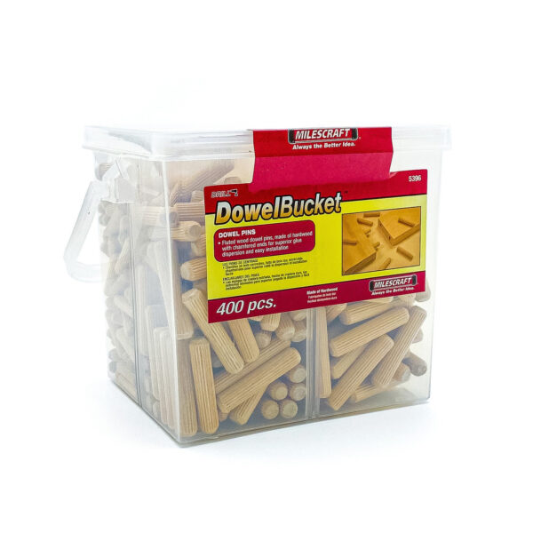Caja de tarugos de madera DowelBucket 400Und Milescraft