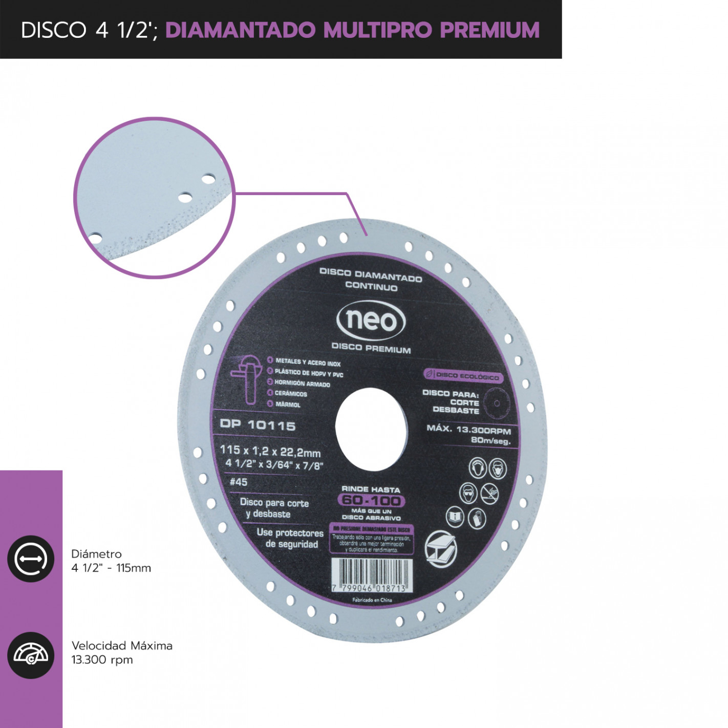 disco-4-1-2-diamantado-multipro-premium-dp-10115 Disco diamantado 4 1/2" multiproposito premium dp 10115 Neo - Imagen 2